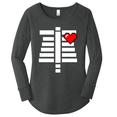 Pixelated Heart Pixel Skeleton Costume Halloween Gaming Women's Perfect Tri Tunic Long Sleeve Shirt