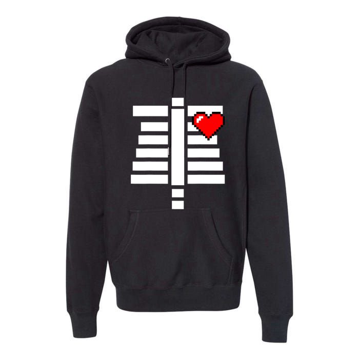 Pixelated Heart Pixel Skeleton Costume Halloween Gaming Premium Hoodie