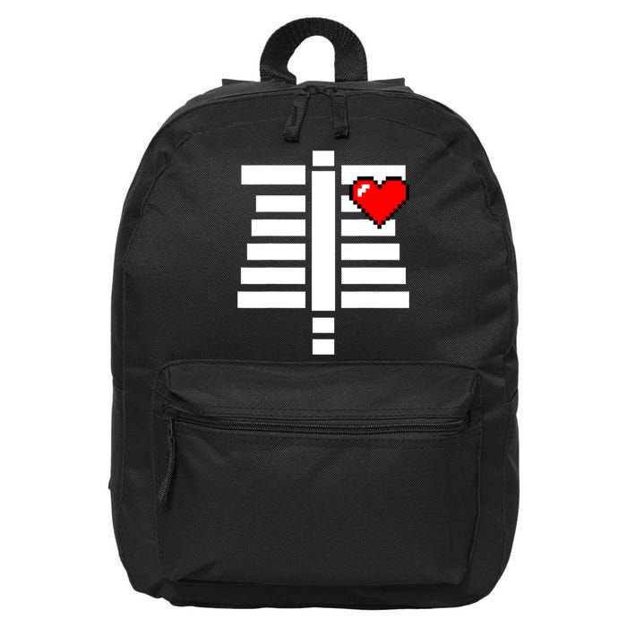 Pixelated Heart Pixel Skeleton Costume Halloween Gaming 16 in Basic Backpack