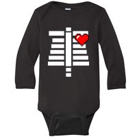 Pixelated Heart Pixel Skeleton Costume Halloween Gaming Baby Long Sleeve Bodysuit