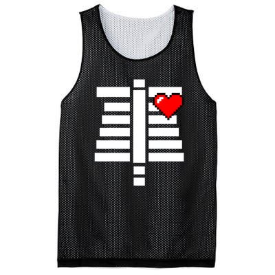 Pixelated Heart Pixel Skeleton Costume Halloween Gaming Mesh Reversible Basketball Jersey Tank