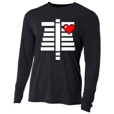 Pixelated Heart Pixel Skeleton Costume Halloween Gaming Cooling Performance Long Sleeve Crew