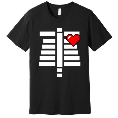 Pixelated Heart Pixel Skeleton Costume Halloween Gaming Premium T-Shirt