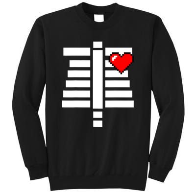 Pixelated Heart Pixel Skeleton Costume Halloween Gaming Tall Sweatshirt