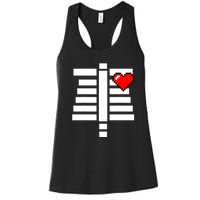 Pixelated Heart Pixel Skeleton Costume Halloween Gaming Women's Racerback Tank