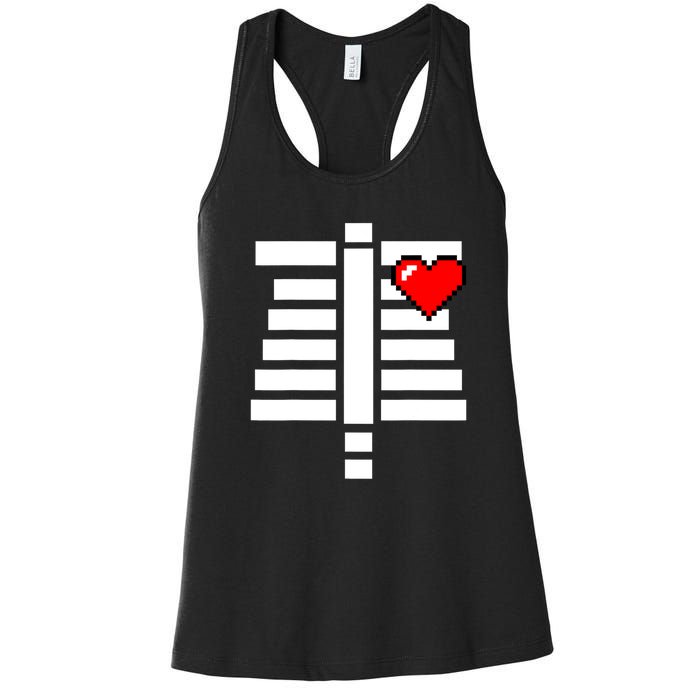 Pixelated Heart Pixel Skeleton Costume Halloween Gaming Women's Racerback Tank