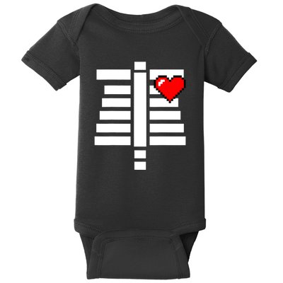 Pixelated Heart Pixel Skeleton Costume Halloween Gaming Baby Bodysuit