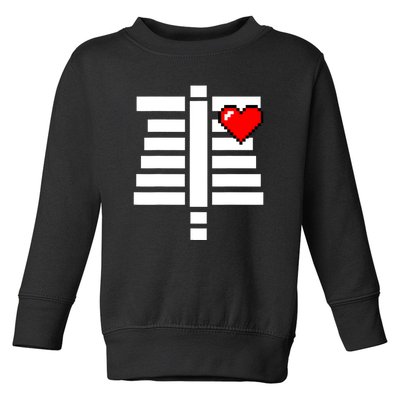 Pixelated Heart Pixel Skeleton Costume Halloween Gaming Toddler Sweatshirt