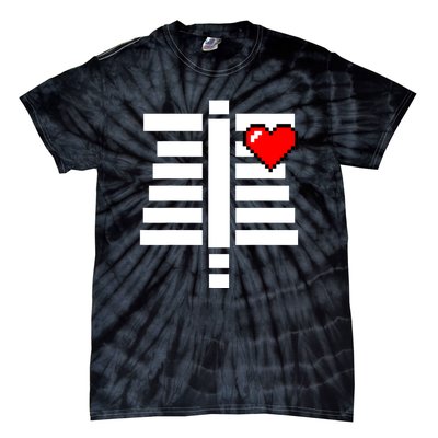 Pixelated Heart Pixel Skeleton Costume Halloween Gaming Tie-Dye T-Shirt