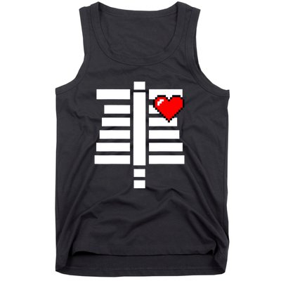 Pixelated Heart Pixel Skeleton Costume Halloween Gaming Tank Top