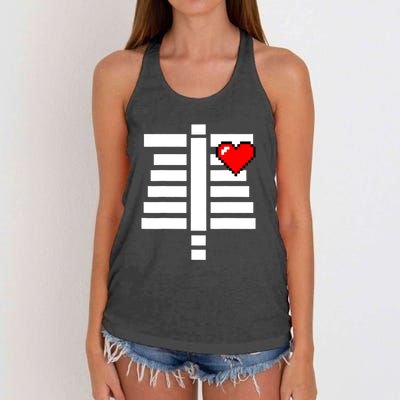 Pixelated Heart Pixel Skeleton Costume Halloween Gaming Women's Knotted Racerback Tank