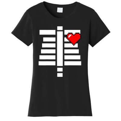 Pixelated Heart Pixel Skeleton Costume Halloween Gaming Women's T-Shirt