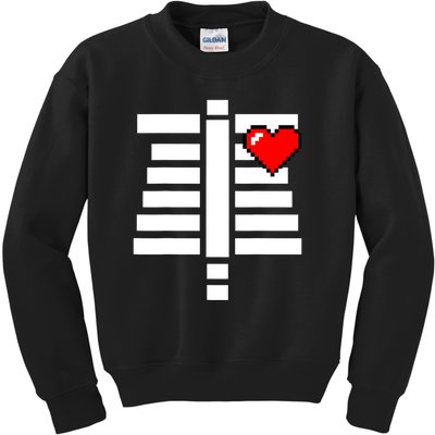 Pixelated Heart Pixel Skeleton Costume Halloween Gaming Kids Sweatshirt