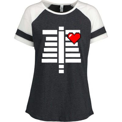 Pixelated Heart Pixel Skeleton Costume Halloween Gaming Enza Ladies Jersey Colorblock Tee