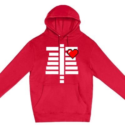 Pixelated Heart Pixel Skeleton Costume Halloween Gaming Premium Pullover Hoodie