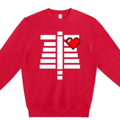 Pixelated Heart Pixel Skeleton Costume Halloween Gaming Premium Crewneck Sweatshirt