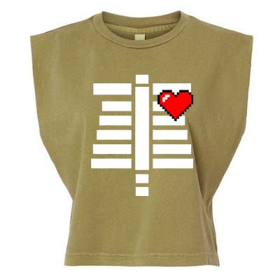 Pixelated Heart Pixel Skeleton Costume Halloween Gaming Garment-Dyed Women's Muscle Tee