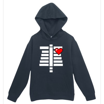 Pixelated Heart Pixel Skeleton Costume Halloween Gaming Urban Pullover Hoodie