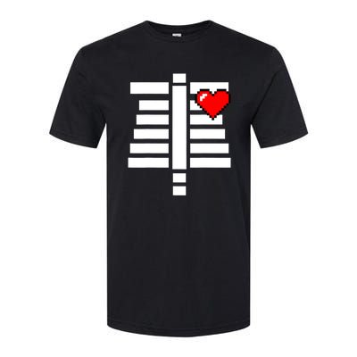 Pixelated Heart Pixel Skeleton Costume Halloween Gaming Softstyle CVC T-Shirt