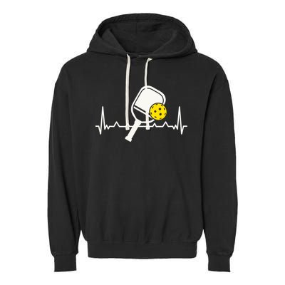 Pickleball Heartbeat Paddleball Gift Racket Singles Doubles Sport Gift Garment-Dyed Fleece Hoodie