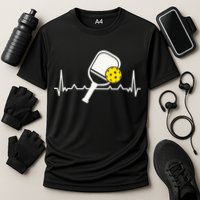 Pickleball Heartbeat Paddleball Gift Racket Singles Doubles Sport Gift Cooling Performance Crew T-Shirt