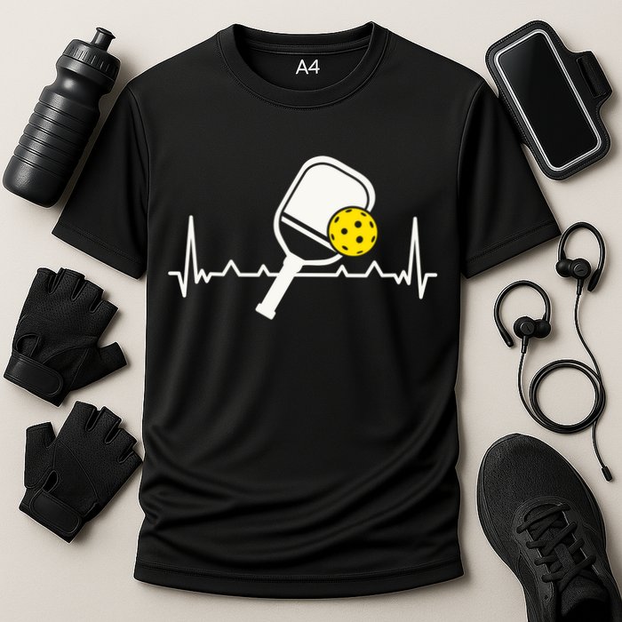 Pickleball Heartbeat Paddleball Gift Racket Singles Doubles Sport Gift Cooling Performance Crew T-Shirt