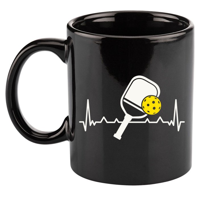 Pickleball Heartbeat Paddleball Gift Racket Singles Doubles Sport Gift 11oz C Handle Ceramic Mug
