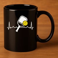 Pickleball Heartbeat Paddleball Gift Racket Singles Doubles Sport Gift 11oz C Handle Ceramic Mug