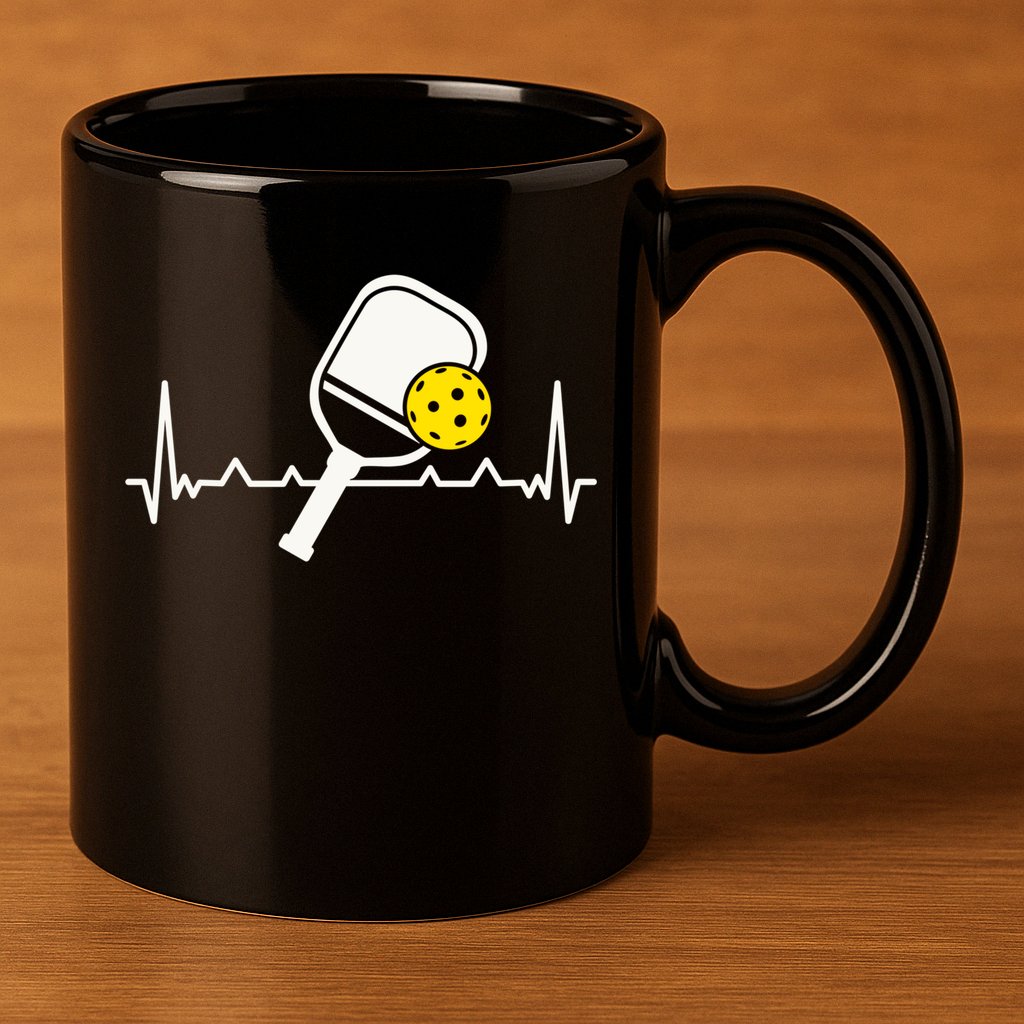 Pickleball Heartbeat Paddleball Gift Racket Singles Doubles Sport Gift 11oz C Handle Ceramic Mug