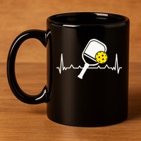 Pickleball Heartbeat Paddleball Gift Racket Singles Doubles Sport Gift 11oz C Handle Ceramic Mug