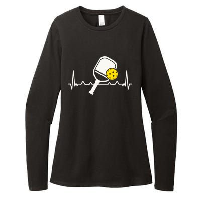 Pickleball Heartbeat Paddleball Gift Racket Singles Doubles Sport Gift Womens CVC Long Sleeve Shirt