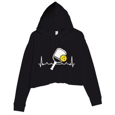 Pickleball Heartbeat Paddleball Gift Racket Singles Doubles Sport Gift Crop Fleece Hoodie