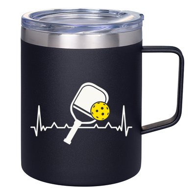 Pickleball Heartbeat Paddleball Gift Racket Singles Doubles Sport Gift 12oz Stainless Steel Coffee Mug