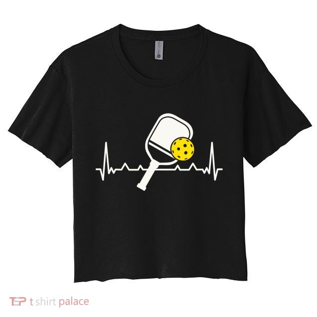 Pickleball Heartbeat Paddleball Gift Racket Singles Doubles Sport Gift Crop Top