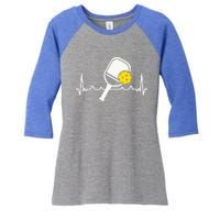 Pickleball Heartbeat Paddleball Gift Racket Singles Doubles Sport Gift Women's Tri-Blend 3/4-Sleeve Raglan Shirt