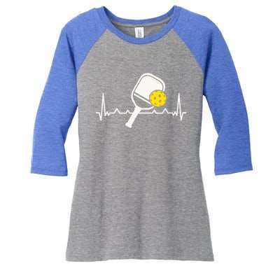 Pickleball Heartbeat Paddleball Gift Racket Singles Doubles Sport Gift Women's Tri-Blend 3/4-Sleeve Raglan Shirt