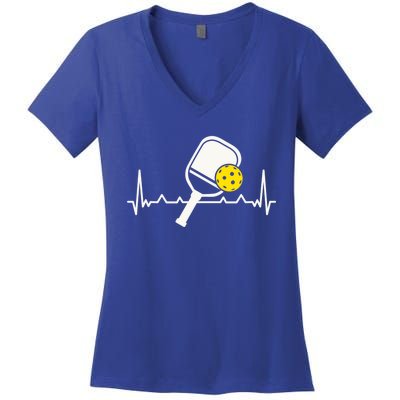 Pickleball Heartbeat Paddleball Gift Racket Singles Doubles Sport Gift Women's V-Neck T-Shirt