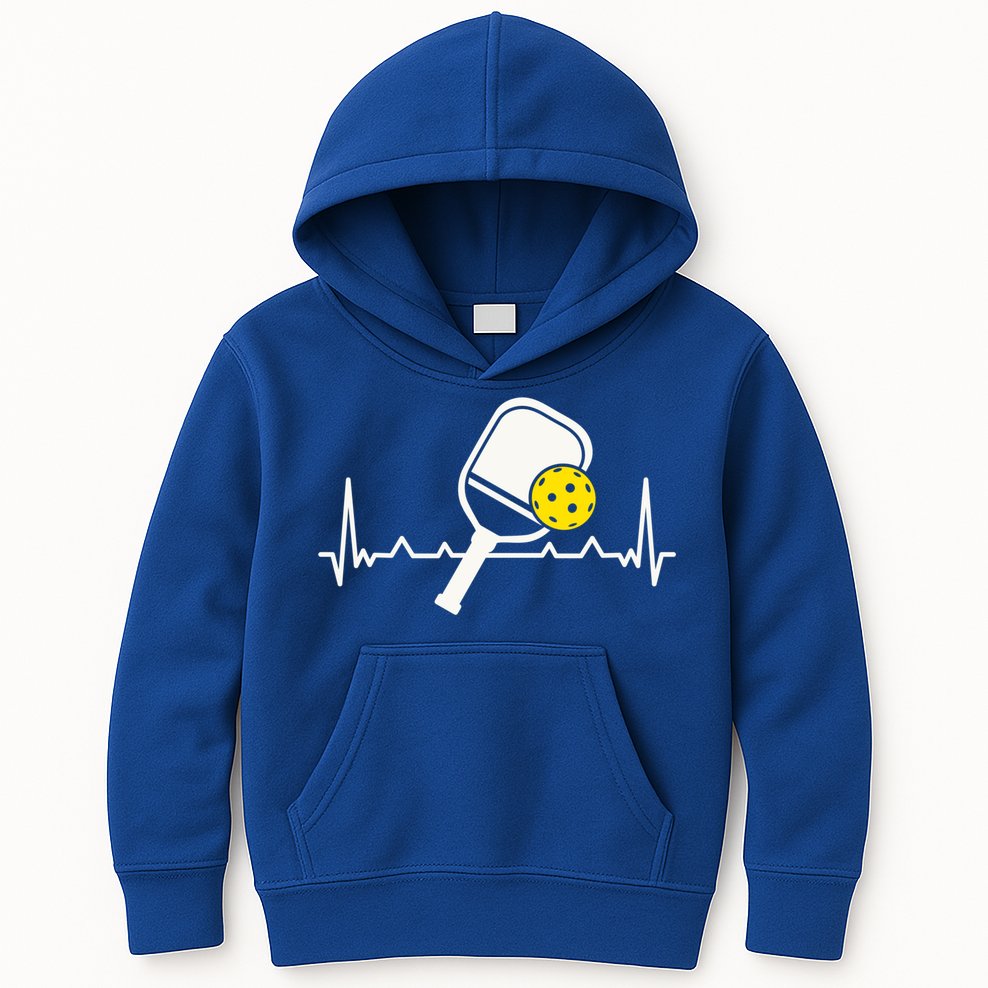 Pickleball Heartbeat Paddleball Gift Racket Singles Doubles Sport Gift Kids Hoodie