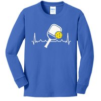 Pickleball Heartbeat Paddleball Gift Racket Singles Doubles Sport Gift Kids Long Sleeve Shirt