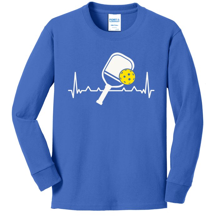 Pickleball Heartbeat Paddleball Gift Racket Singles Doubles Sport Gift Kids Long Sleeve Shirt