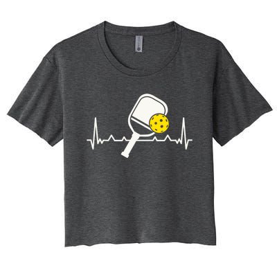 Pickleball Heartbeat Paddleball Gift Racket Singles Doubles Sport Gift Women's Crop Top Tee