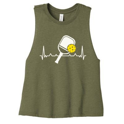 Pickleball Heartbeat Paddleball Gift Racket Singles Doubles Sport Gift Women's Racerback Cropped Tank