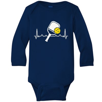 Pickleball Heartbeat Paddleball Gift Racket Singles Doubles Sport Gift Baby Long Sleeve Bodysuit