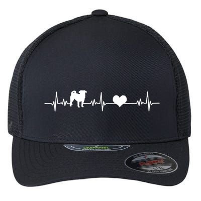 Pug Heartbeat Pug Love Dog Dog Frequency Ekg Flexfit Unipanel Trucker Cap