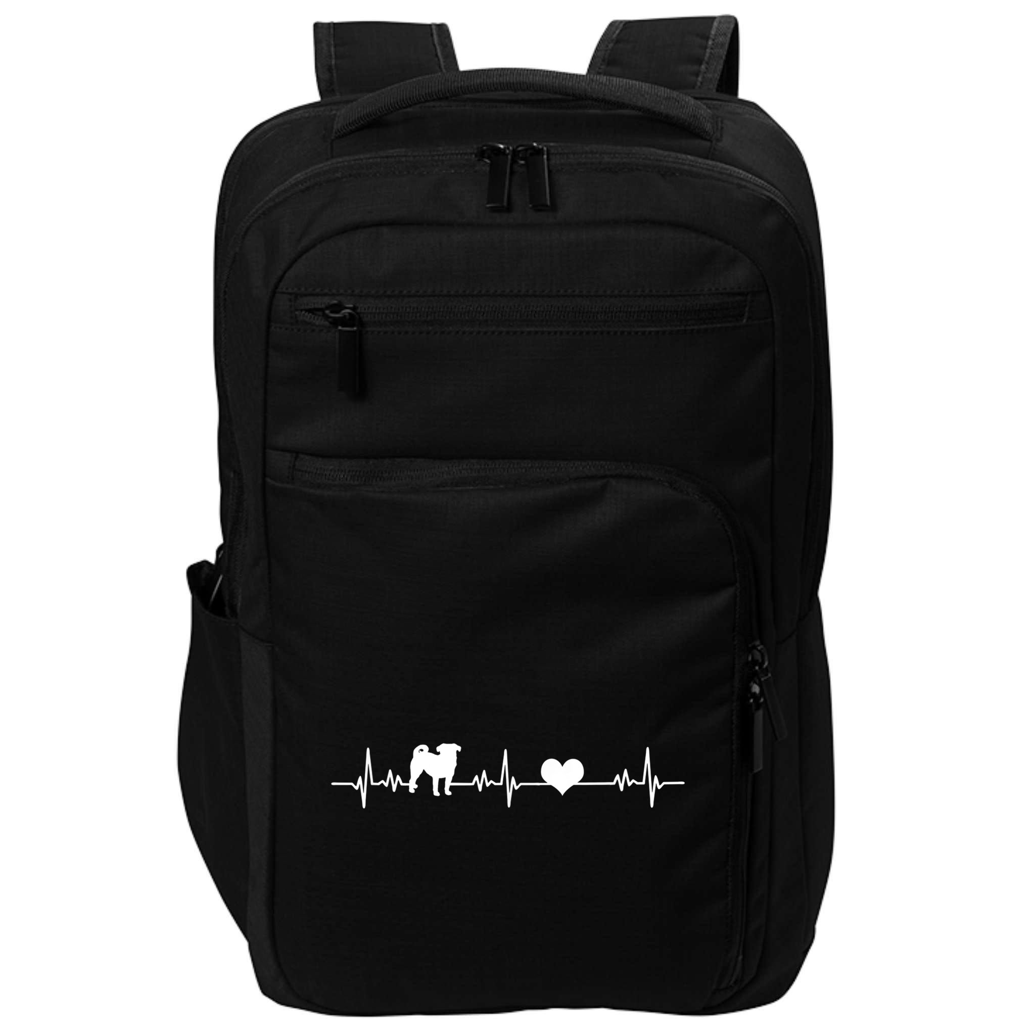 Pug Heartbeat Pug Love Dog Dog Frequency Ekg Impact Tech Backpack