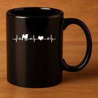 Pug Heartbeat Pug Love Dog Dog Frequency Ekg 11oz C Handle Ceramic Mug
