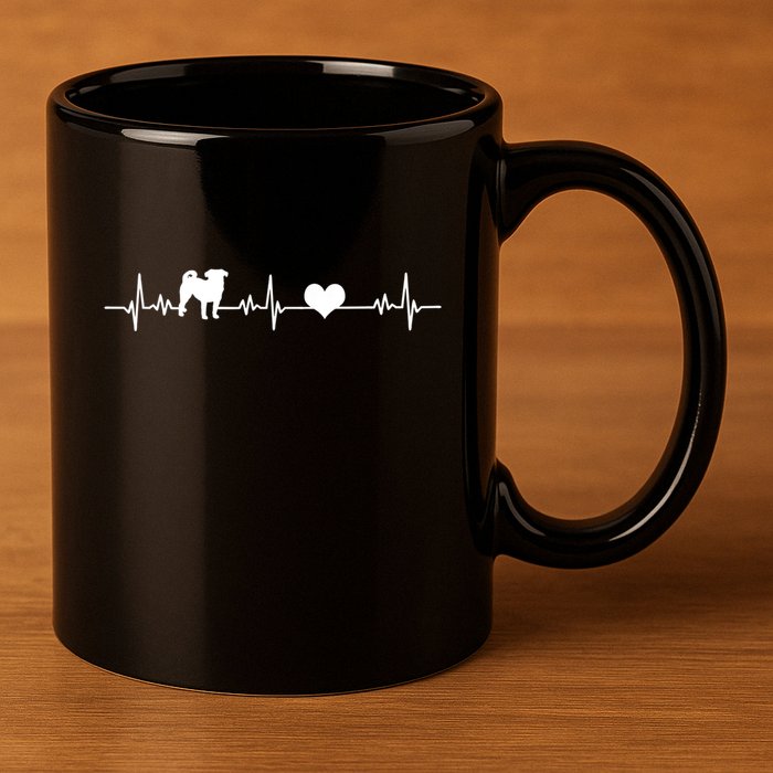 Pug Heartbeat Pug Love Dog Dog Frequency Ekg 11oz C Handle Ceramic Mug