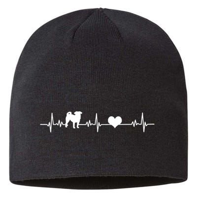 Pug Heartbeat Pug Love Dog Dog Frequency Ekg Sustainable Beanie