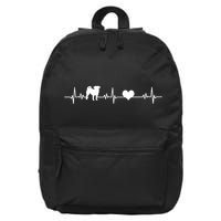 Pug Heartbeat Pug Love Dog Dog Frequency Ekg 16 in Basic Backpack