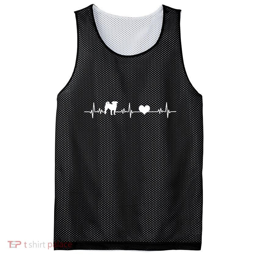 Pug Heartbeat Pug Love Dog Dog Frequency Ekg Mesh Reversible Basketball Jersey Tank